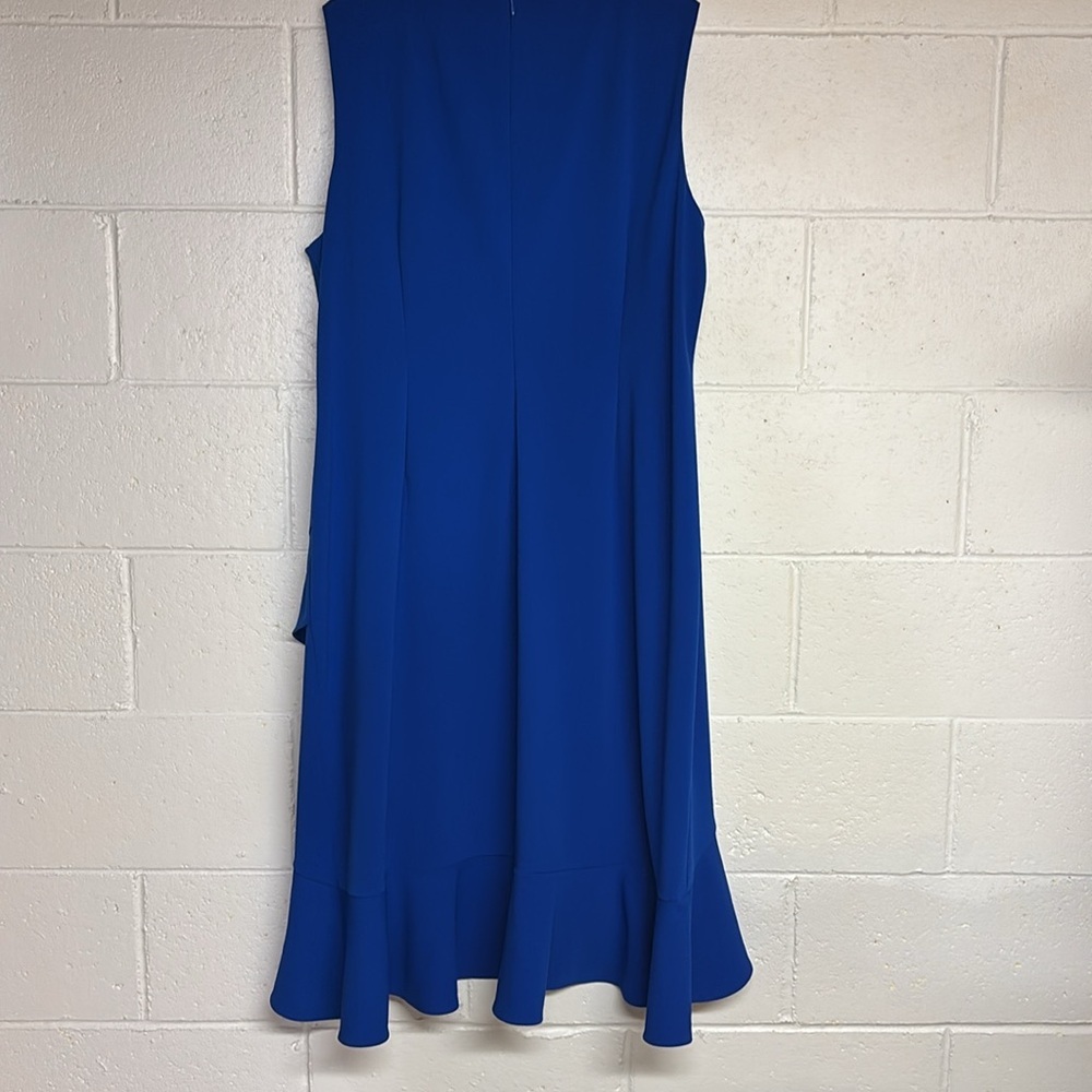 Calvin Klein Blue Asymmetrical Ruffled Sheath Dress - Picture 4 of 5